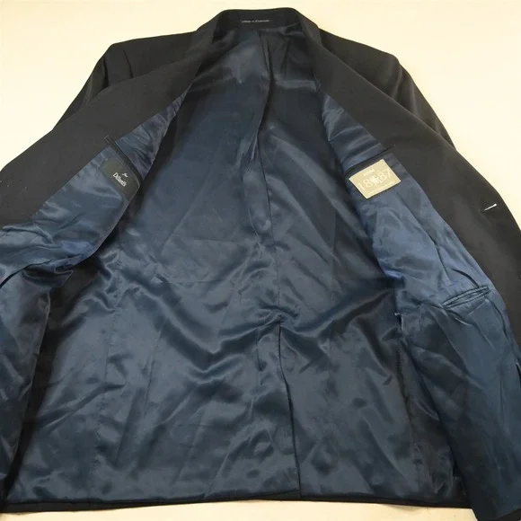 Hart Schaffner Marx 50L Navy Blue 100% Wool Gold Button Mens Blazer Sport Coat‎